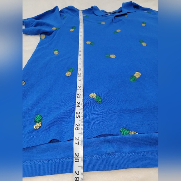 Chaps Blue and Green Pineapple Polo Shirt - Picture 8 of 10